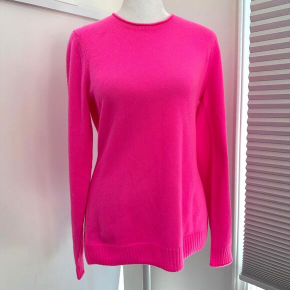 Talbots 100% Cashmere Small Hot Pink Crewneck Sweater Women's Long Sleeve Shirt - Picture 1 of 7